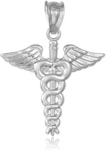 Vista 2 de American Heroes Collar con colgante de caduceo de plata de ley 925