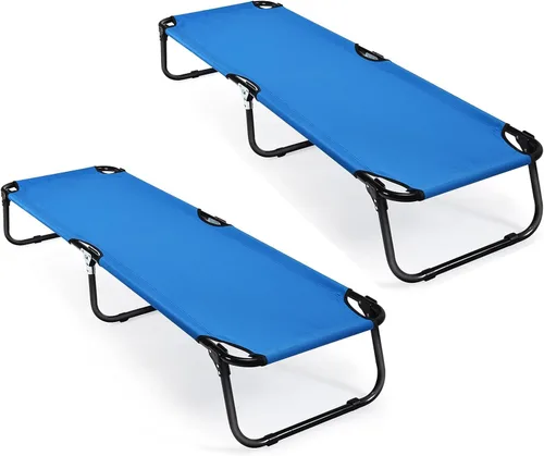 Vista 12 de Tangkula Catre plegable para campamento, cama portátil para acampar con marco de acero, catre portátil militar elevado para viajes adultos y niños