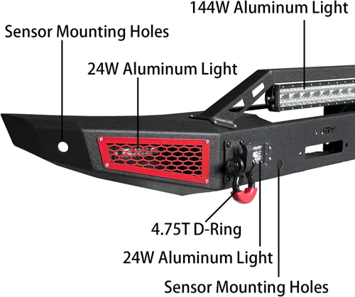 Vista 2 de Bronco - Parachoques delantero Rock Crawler Off Road compatible con Ford Bronco 2021 2022 2023 2024 2025 2026 (no compatible con versión deportiva)
