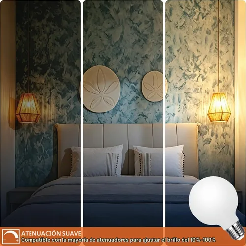 Vista 4 de Vinaco Glass G25 llevó las bombillas del globo Dimmable 6W 120V 2700K para el cuarto de baño Azul