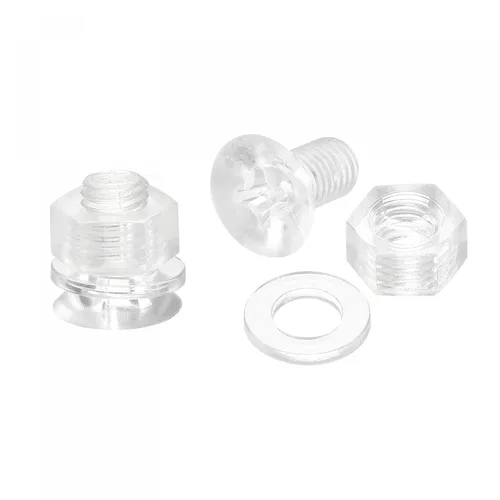 Vista 17 de uxcell Tornillos de máquina Phillips de plástico M6 x 0.472 in con tuercas y arandelas planas, pernos de máquina de cabeza plana de PC