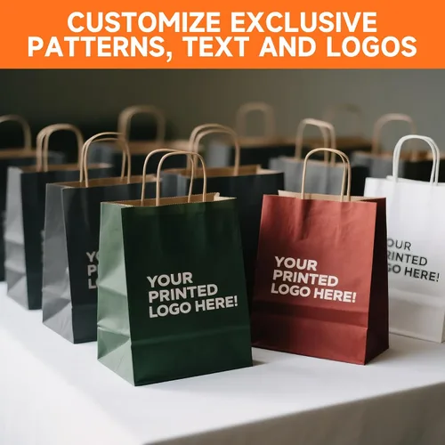 Vista 6 de METAPRINT 50 bolsas de papel kraft impresas personalizadas para pequeñas empresas, tamaño mediano de 8 x 4.5 x 10 pulgadas, bolsas de regalo