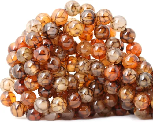 Vista 46 de Cuentas redondas sueltas de ágata estilo antiguo vena de dragón de 6mm, cuentas para diseño de joyas, 60 cuentas Ágata de vena de dragón