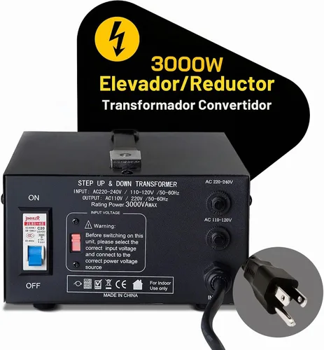 Vista 2 de ELC Serie T Transformador Convertidor de Voltaje de 3000+ W - Paso Arriba/Abajo - Convertidor de Potencia 110 V a 220 V / 220 V a 110 V - Protección