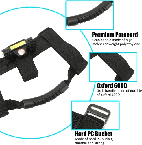 Vista 7 de SUNPIE Asas de agarre con luces iluminadas, barra enrollable para jaula redonda de barra enrollable compatible con Jeep Wrangler y Jeep Gladiator