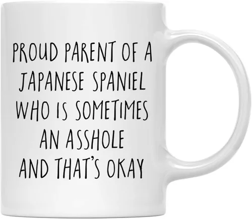 Vista 135 de Andaz Press Funny Dog - Taza de café de 11 onzas, regalo de broma, orgulloso padre de un afenpinscher que es a veces un gilipollas y eso está bien