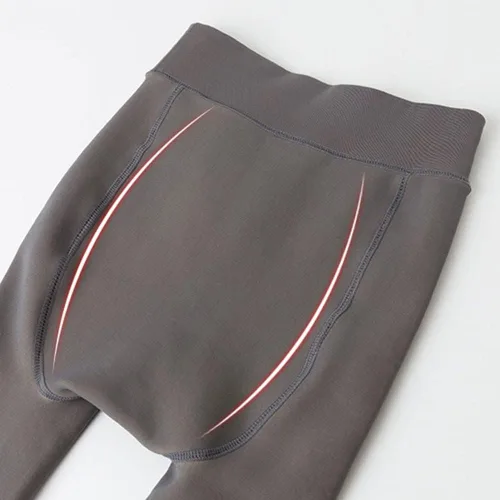 Vista 8 de Leggings forrados con forro polar para mujer, delgadas y elásticas para otoño e invierno