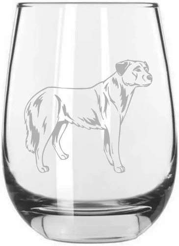 Vista 472 de Shar Pei (chino) - Vaso de vino sin tallo grabado para perro, 15.25 onzas