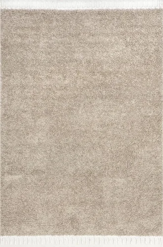 Vista 8 de NULOOM Neva Alfombra de Área Shag Moderna con Borlas, 8' Cuadrada, Beige Neva Beige