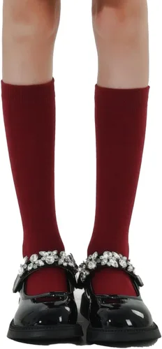 Vista 4 de Dicry Calcetines altos hasta la rodilla para bebés, calcetines para uniforme escolar, calcetines largos para niños