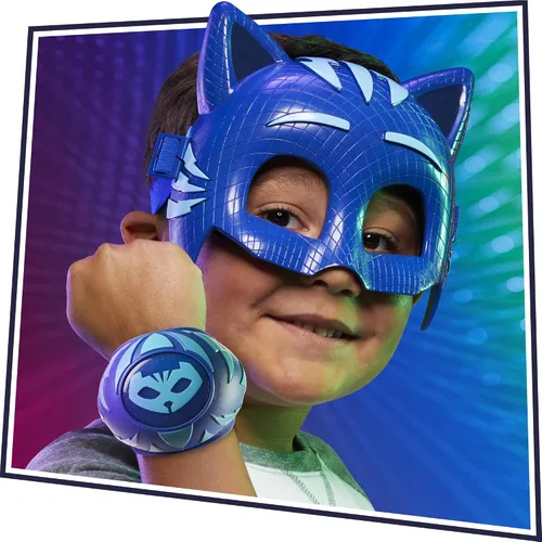 Vista 5 de PJ Masks - Power Pack Set de juguetes de Catboy para preescolar, con 2 figuras de acción, vehículo, pulsera y máscara de disfraz infantil