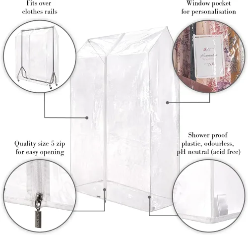 Vista 4 de HANGERWORLD - Funda para ropa de 3 pies para armario abierto, transparente a prueba de ducha, solo funda