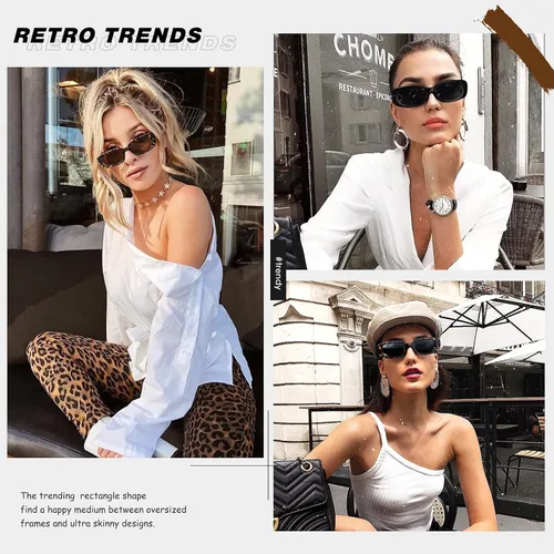 Vista 2 de GQUEEN Rectangle Sunglasses for Women Polarized Square Retro Vintage 90s Trendy Fashion UV400