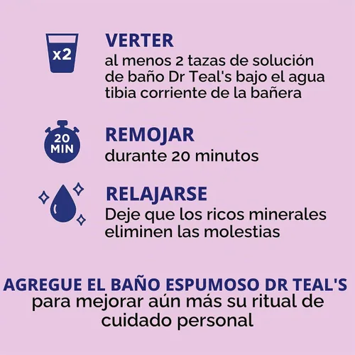 Vista 5 de Dr Teal's Remojo de sal con sal pura de Epsom, saúco, 3 libras