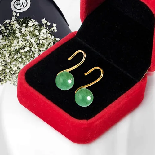 Vista 2 de GLLBTPT Vintage 925 Sterling Silver Jade Drop Earrings,Green Earring Women,Jade Jewelry for Women,Good Luck Handmade Earrings Gift for Birthday