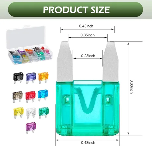Vista 2 de Juego de 120 fusibles para automóvil, kit de fusibles mini para automoción, para auto, sedán, RV, motocicleta (2A/3A/5A/7.5A/10A/15A/20A/25A/30A/35A)