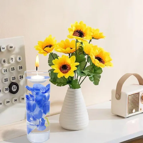 Vista 4 de 10 velas flotantes de flores artificiales de orquídea, centro de mesa, centros de mesa de boda, relleno de jarrón para bodas, fiestas de cumpleaños
