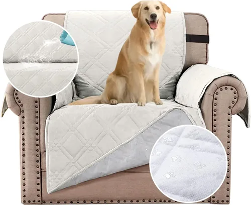 Vista 12 de H.VERSAILTEX Funda de sofá 100% impermeable, lavable, antideslizante, para 3 cojines, protector de muebles para mascotas, fundas de sofá
