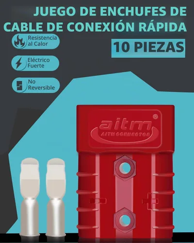 Vista 3 de Conector de batería de 600 V, 50 A, 50 amperios, conexión rápida, enchufe para automóvil, furgoneta, motocicleta (rojo)