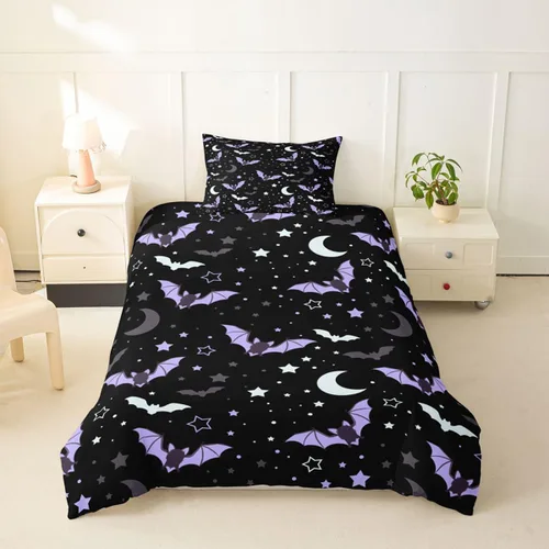 Vista 27 de Erosebridal Halloween Castle Pumpkin Duvet Cover Set Spooky Floral Cartoon Twin Bedding Sets for Girls Kids Boys Vintage Spooky Comforter Cover