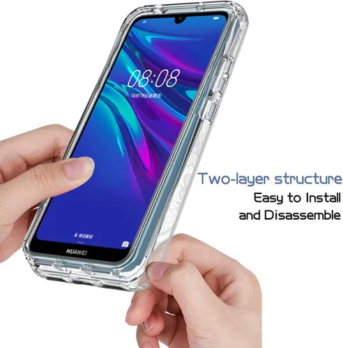 Vista 4 de Funda para Huawei Y6 2019/Y6 Pro 2019/Y6s/Honor Play 8A/Honor 8A, con protector de pantalla de vidrio templado, funda protectora de cuerpo completo