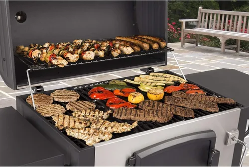 Vista 2 de Dyna-Glo asador de carbón de alta resistencia con puerta., L, Stainless