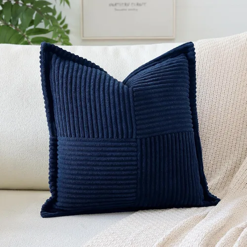 Vista 11 de OTOSTAR Fundas de almohada decorativas de pana a rayas con empalme, fundas de almohada bohemias súper suaves, almohadas decorativas con textura