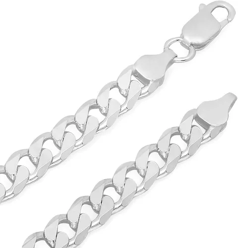 Vista 2 de The Bling Factory Men's 6.5mm Solid .925 Sterling Silver Beveled Curb Chain Necklace