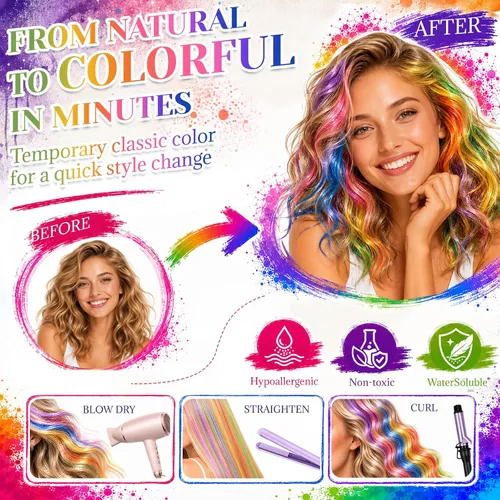 Vista 4 de Peine de color rojo temporal para el cabello, tiza lavable para niños