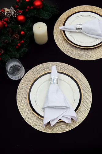 Vista 7 de U'Artlines Manteles individuales metálicos huecos de vinilo antideslizante con aislamiento térmico para mesa de cocina (21102 dorado, 6 unidades)