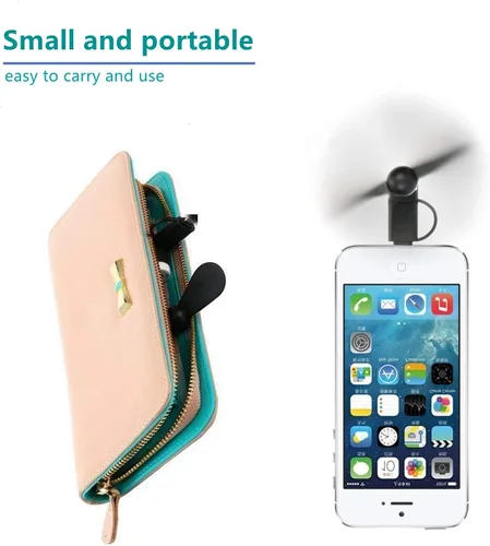 Vista 4 de Ventilador de teléfono celular para iPhone y teléfono celular micro USB, compatible con iPhone 4/5/6/6S/7/8 Plus, X, XS Max, XR, 11/12/13/14 Mini