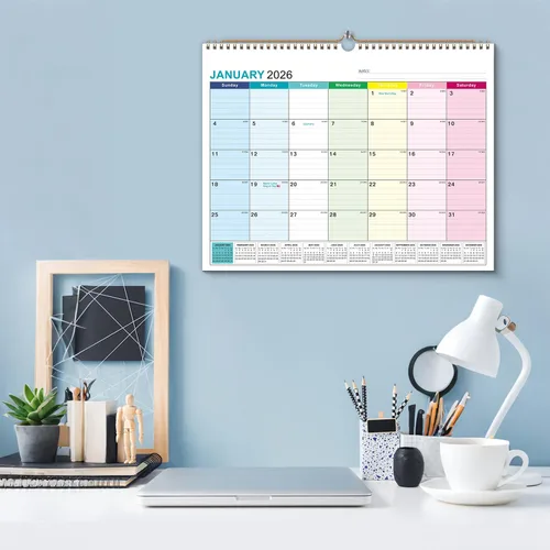 Vista 4 de Kyweel Calendario de pared 2026-2027, enero 2026-junio 2027, 15 x 12 pulgadas, días festivos destacados, calendario de planificación, papel grueso