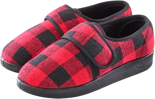 Vista 10 de Silverts Men's Adjustable Wide Fit Slippers, Easy Closure Non-Slip Negro/Negro