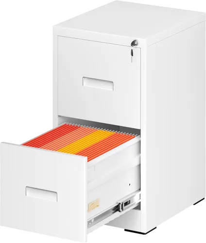 Vista 10 de Greenvelly Archivador de 4 cajones con cerradura, archivador de metal para oficina en casa, archivador vertical con bloqueo, archivador de 18 Blanco