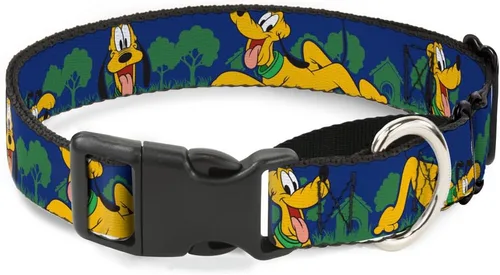 Vista 3 de Buckle-Down Collar de perro Martingale Pluto 4 posturas paisaje azul verde 11 a 17 pulgadas, 1.0 pulgadas de ancho