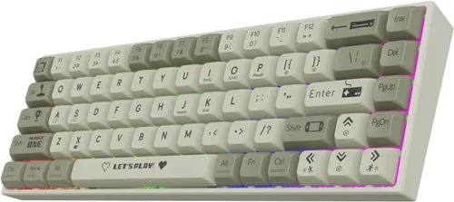 Vista 2 de AK680 - Teclado mecánico compacto con cable, diseño gris y blanco de 68 teclas, interruptor táctil marrón intercambiable en caliente, teclado