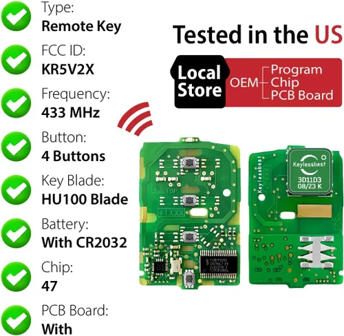 Vista 4 de Repuesto para Honda Civic Odyssey Pilot LX CR V 2017 2018 2019 2020 Control remoto KR5V2X 4 botones 433MHz