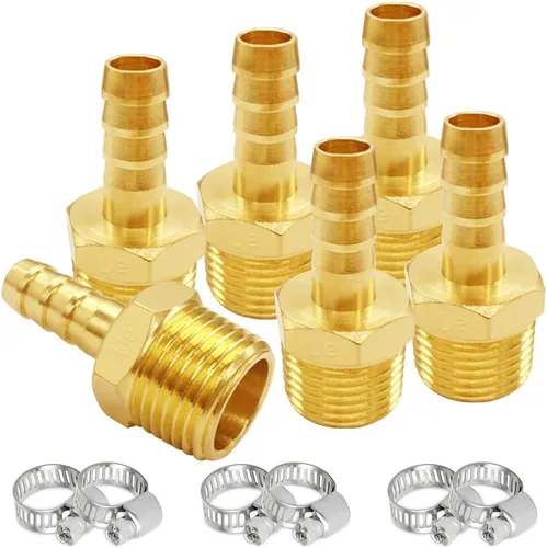 Vista 14 de Uenede 6 accesorios de púas de manguera de latón de 1/2 pulgada NPT macho a 1/2 pulgadas, conector adaptador de púas incluye 6 abrazaderas de acero