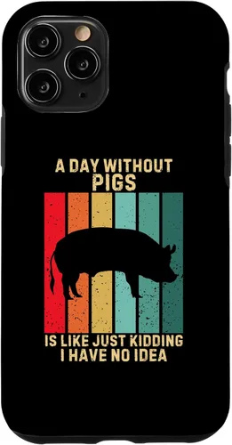 Vista 10 de iPhone 15 Vintage A Day Without Pigs I Have No Idea Animals Lover Case