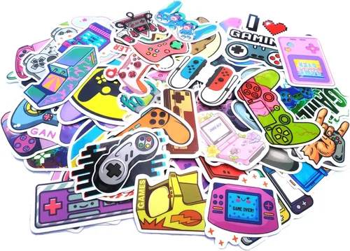 Vista 2 de 100 calcomanías para botellas de agua de videojuegos para niños, calcomanías para jugadores de videojuegos