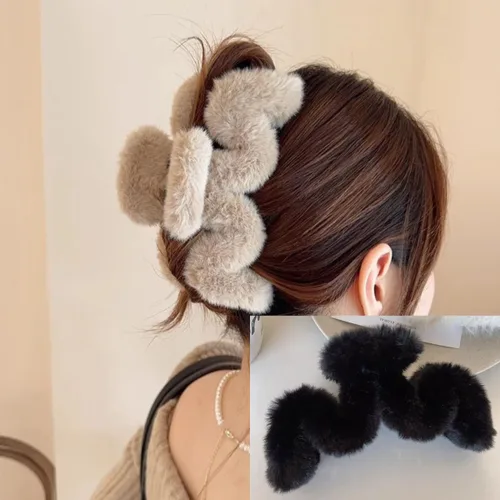 Vista 7 de Lindas pinzas de pelo para cabello rizado, elegante y esponjoso, pelo sintético, clip grande para cabello fino y largo, antideslizante, para mujeres