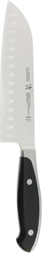 Vista 5 de HENCKELS Cuchillo Santoku de borde hueco forjado, 5 pulgadas, negro/acero inoxidable