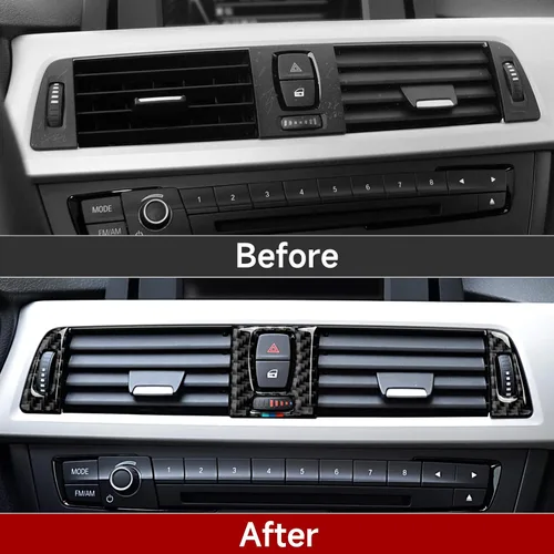 Vista 3 de 3 piezas de calcomanías de fibra de carbono para aire acondicionado de coche, cubierta de moldura adhesiva para BMW 3 4 Series F30 F31 F34 3GT F32