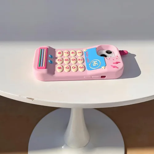 Vista 7 de Funda de silicona suave compatible con iPhone 11, lindas fundas de teléfono divertidas de dibujos animados 3D en rosa retro clásico para mujeres