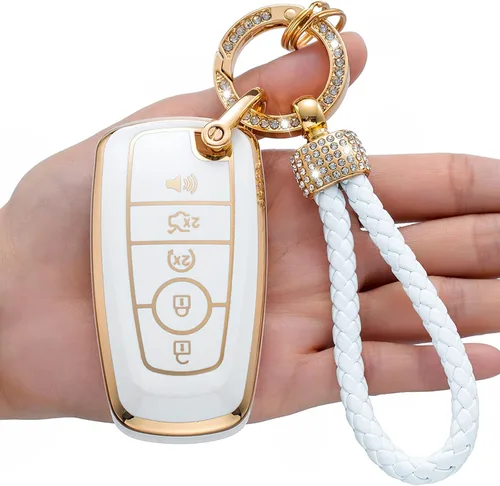 Vista 6 de Funda para llavero Ford, compatible con Ford Fusion F150 F250 F350 F450 F550 Edge Explorer Smart Key Premium Soft TPU Anti-polvo Protección completa
