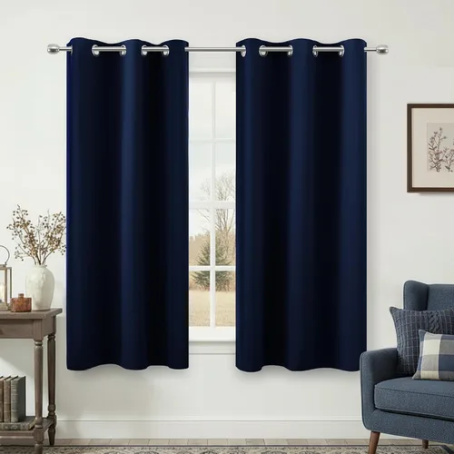 Vista 225 de KOUFALL Cortinas de Baño Aqua para Ventana, Juego de 2 Paneles Decoración Costera Cortinas Cortas Opacas para Ventana Pequeña de Cocina Puerta