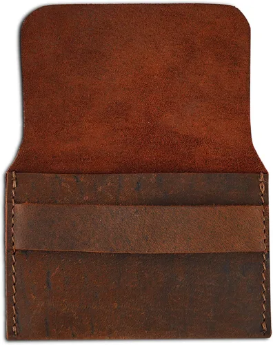 Vista 3 de CestAntiQ, Tarjetero de cuero Tarjetero de piel envejecida Cartera de tarjeta de crédito para hombres o mujeres para tu bolsillo o bolso marrón