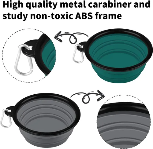 Vista 38 de COOYOO Cuenco plegable para perros, paquete de 2 cuencos plegables para agua para perros y gatos, plato portátil para alimentación de mascotas