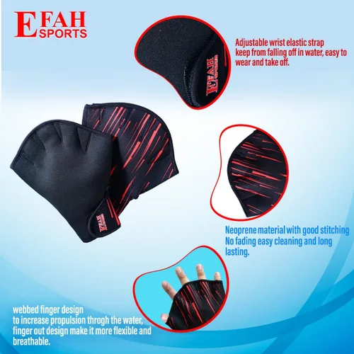 Vista 2 de Swimming Gloves Aquatic Swim Training Glove Neoprene Webbed Fitness and Water Aerobics Resistance Gloves for Men Women Children