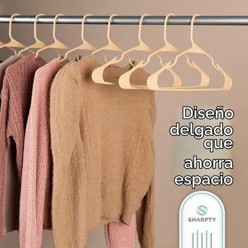Vista 4 de Sharpty Perchas de Plástico Perchas para Ropa para Ropa, Armario, Abrigos y Camisas - con Muescas, Duraderas, Gruesas, Resistentes y que Ahorran